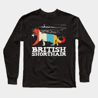 British Shorthair - Retro Style Cat Vintage Kitty Long Sleeve T-Shirt